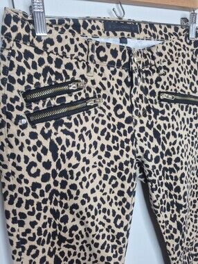 Juicy Couture Leopard Print Slim Jeans with Gold Zippers - Women